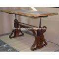 Metal Riveted Rust Color Heavy Mechanic Crank Dining Table